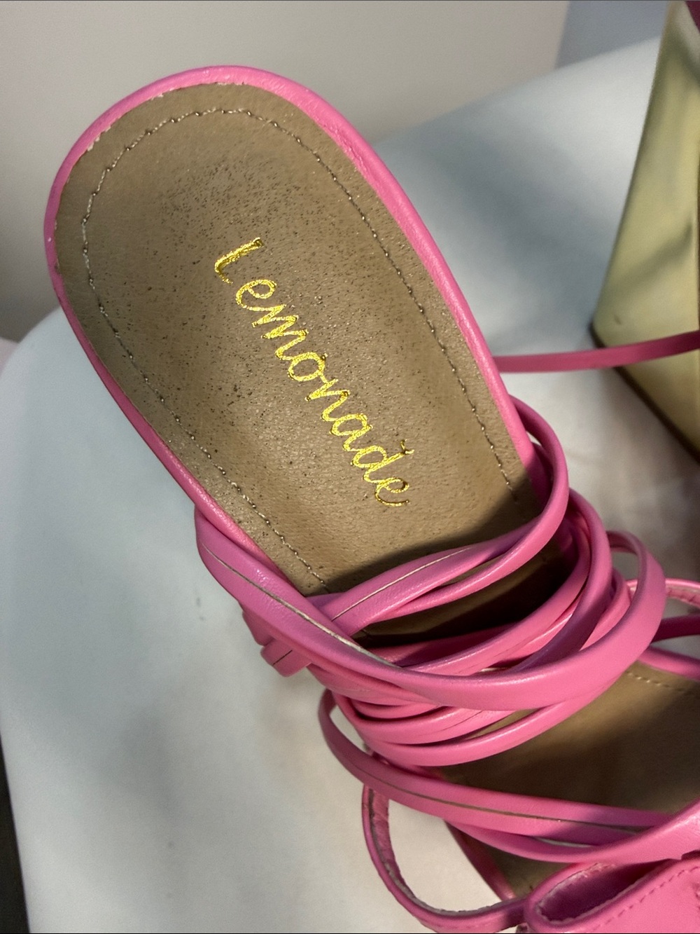 Lemonora Hot Pink Bow Lace-Up Heeled Sandals - Picture 2 of 9
